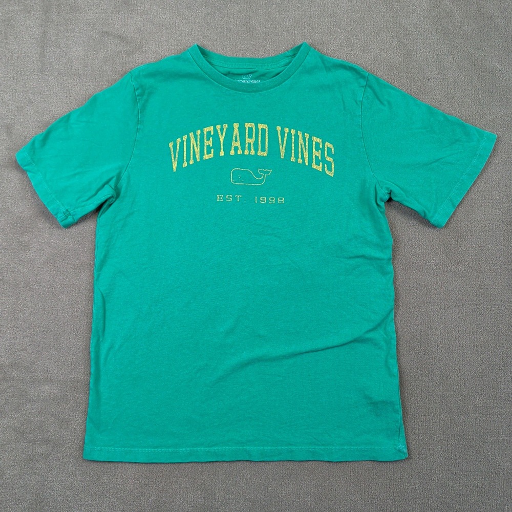 Vineyard Vines T-Shirt Boys Large Green Short Sleeve Cotton Whale Graphic Tee